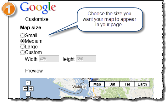 Choose the size map to embed