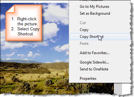 copy picture shortcut