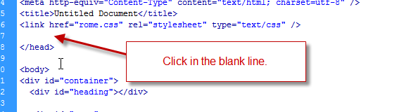 click in blank line