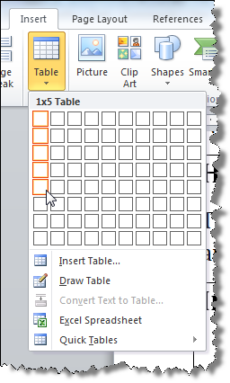 create a table